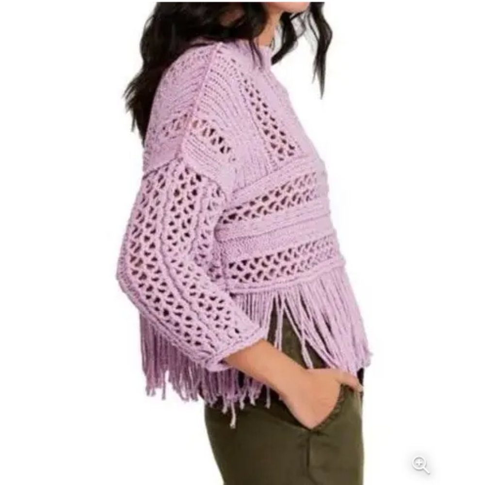 Free People Fringe Crochet Sweater. Size S